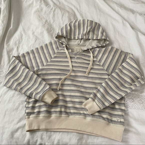Billabong SMALL stripes cropped hoodie sweatshirt white black - Picture 1 of 6